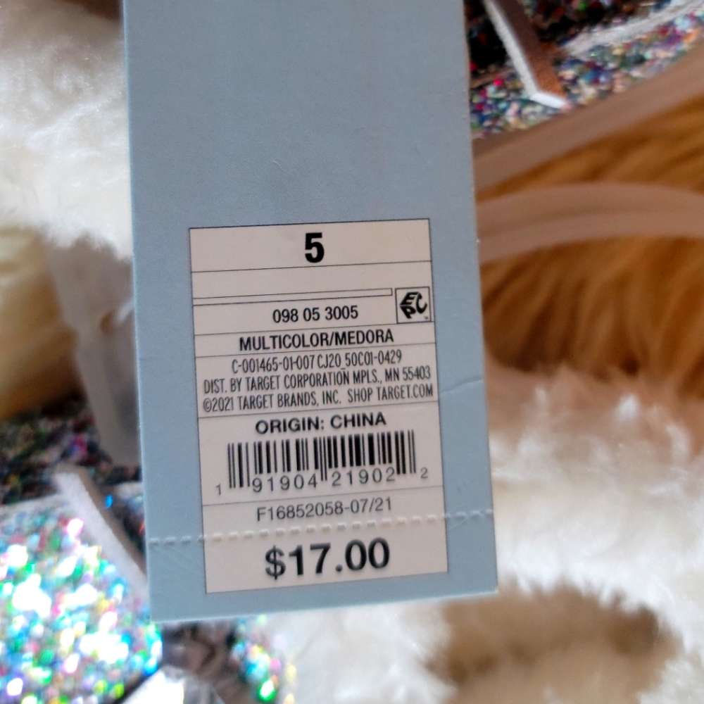 Cat And Jack Rainbow Glitter Sherpa Lined Slippers Girls Small Size 5 NWT - Picture 10 of 11